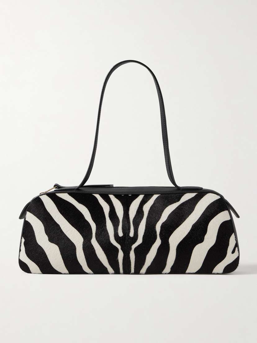 Khaite Simona Leather-trimmed Zebra-print Calf Hair Shoulder Bag