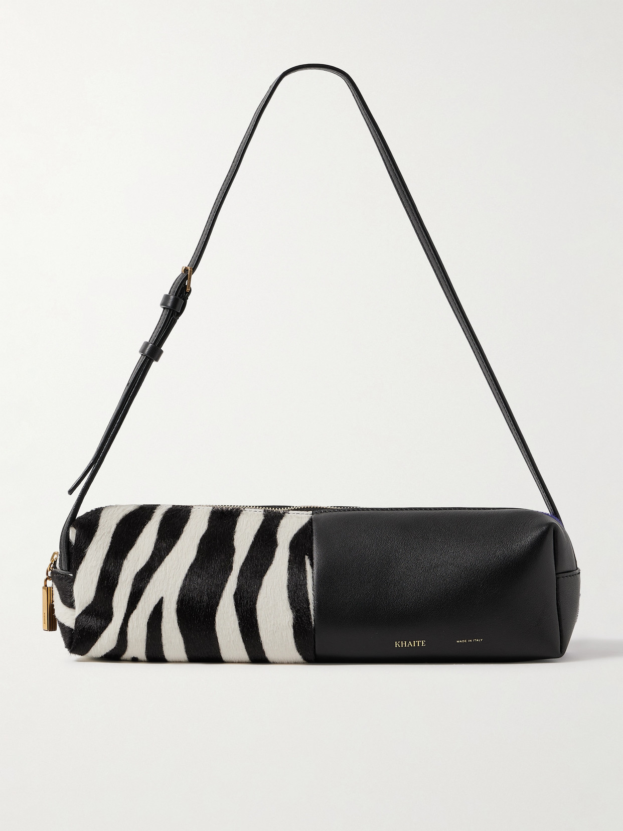 Khaite Kye Zebra-print Calf Hair And Leather Shoulder Bag In Black