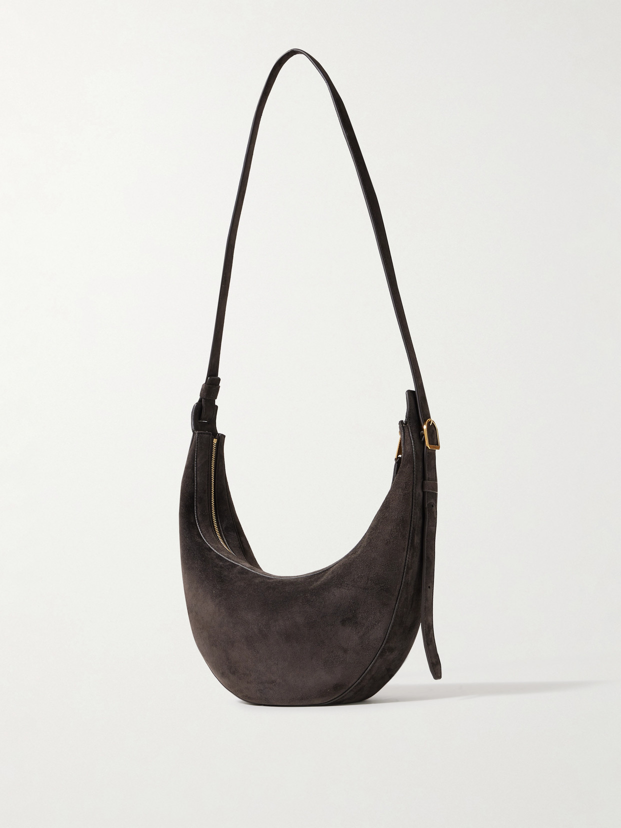 Khaite Augustina Small Suede Shoulder Bag In Brown
