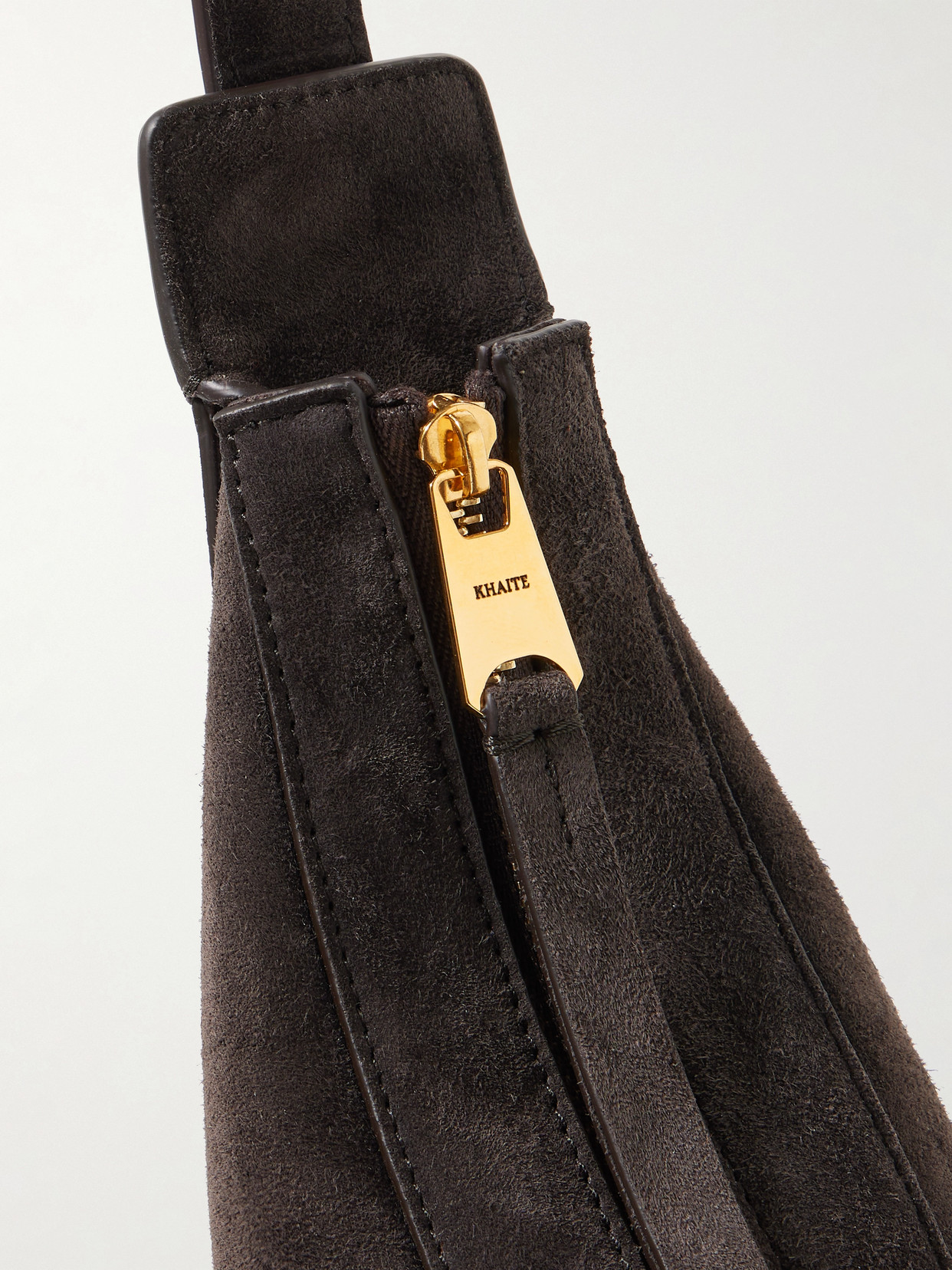 Khaite Augustina Small Suede Shoulder Bag In Brown