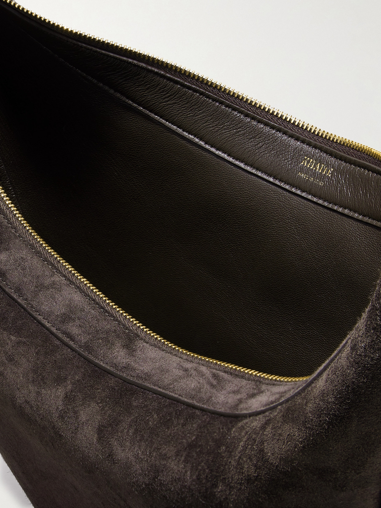 Khaite Augustina Small Suede Shoulder Bag In Brown