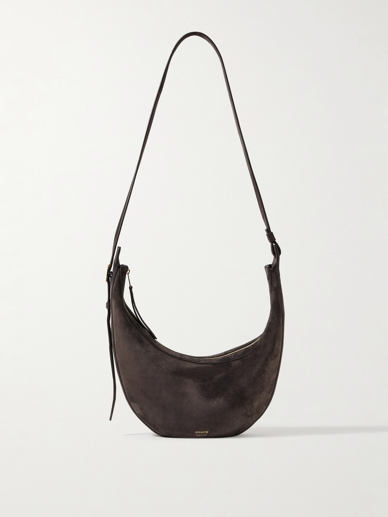 Khaite Augustina Small Suede Shoulder Bag In Brown