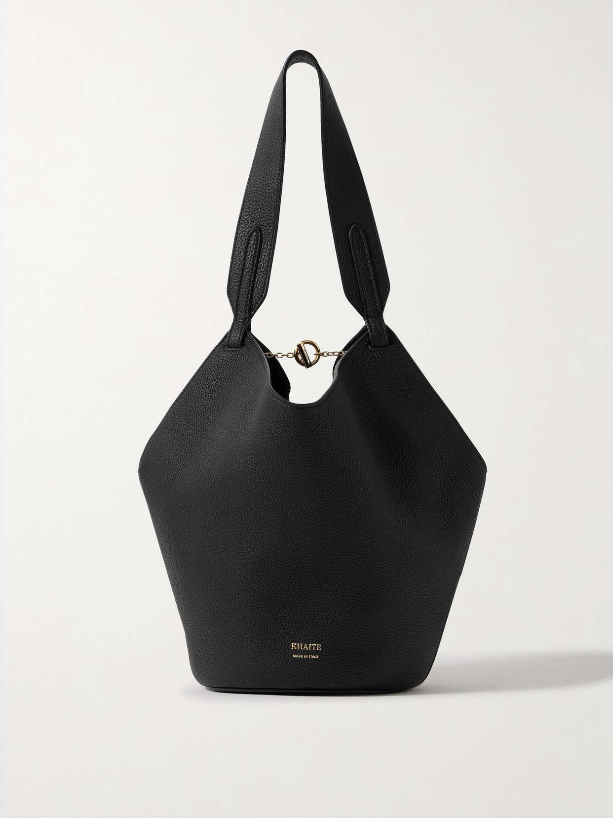 Khaite Lotus Mini Textured-leather Tote In Black