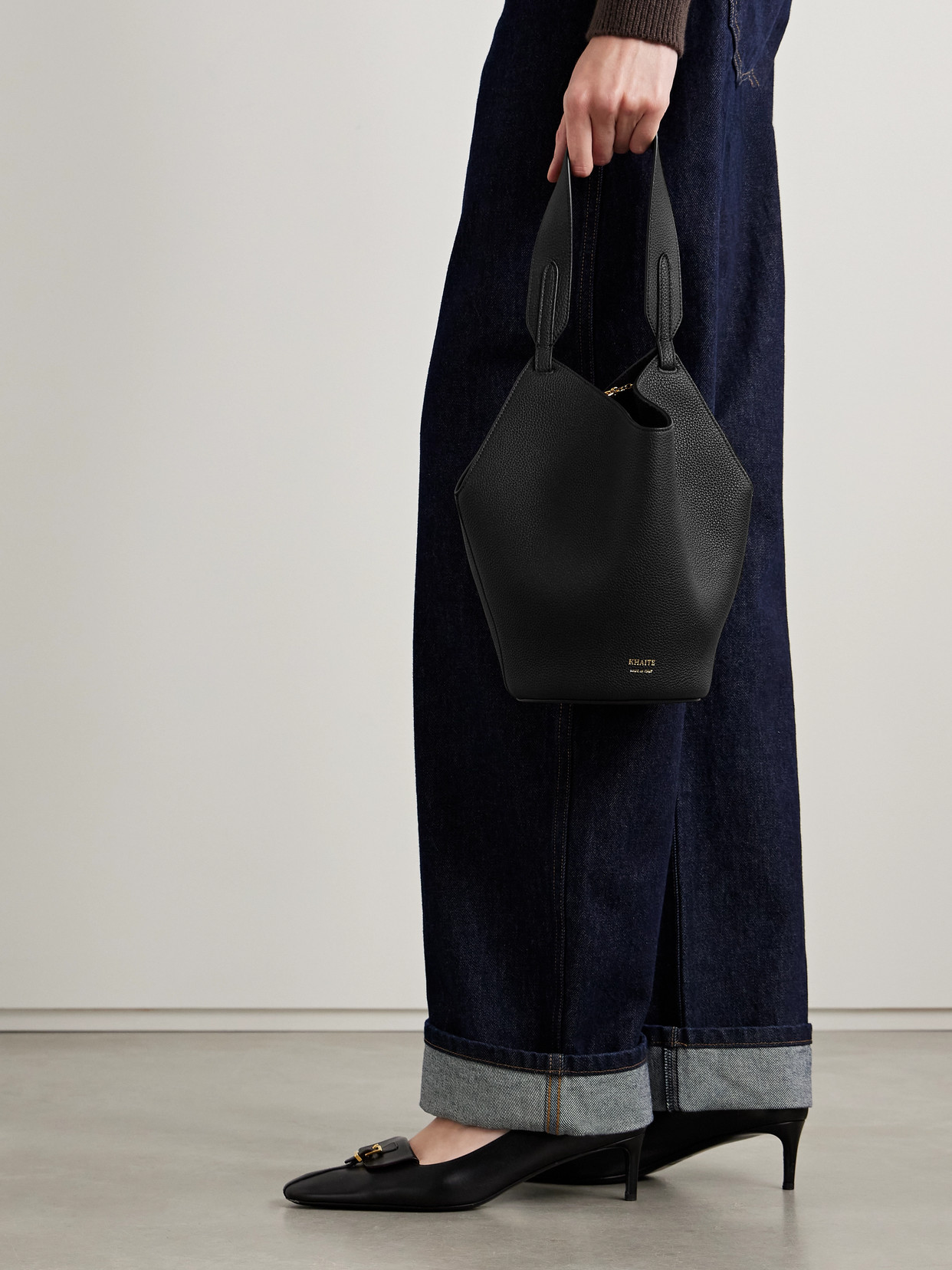 Khaite Lotus Chain Detailed Mini Tote Bag In Black