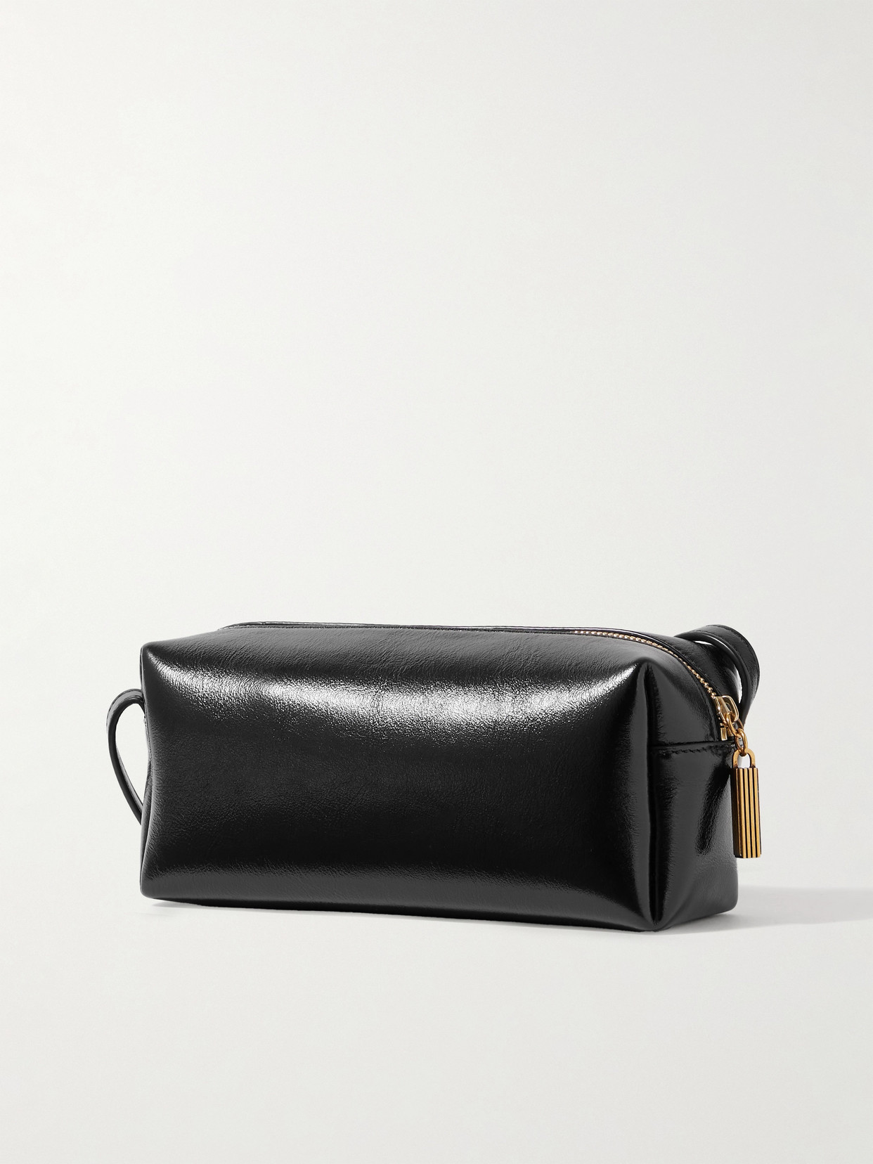 Khaite Kye Glossed-leather Shoulder Bag In Black