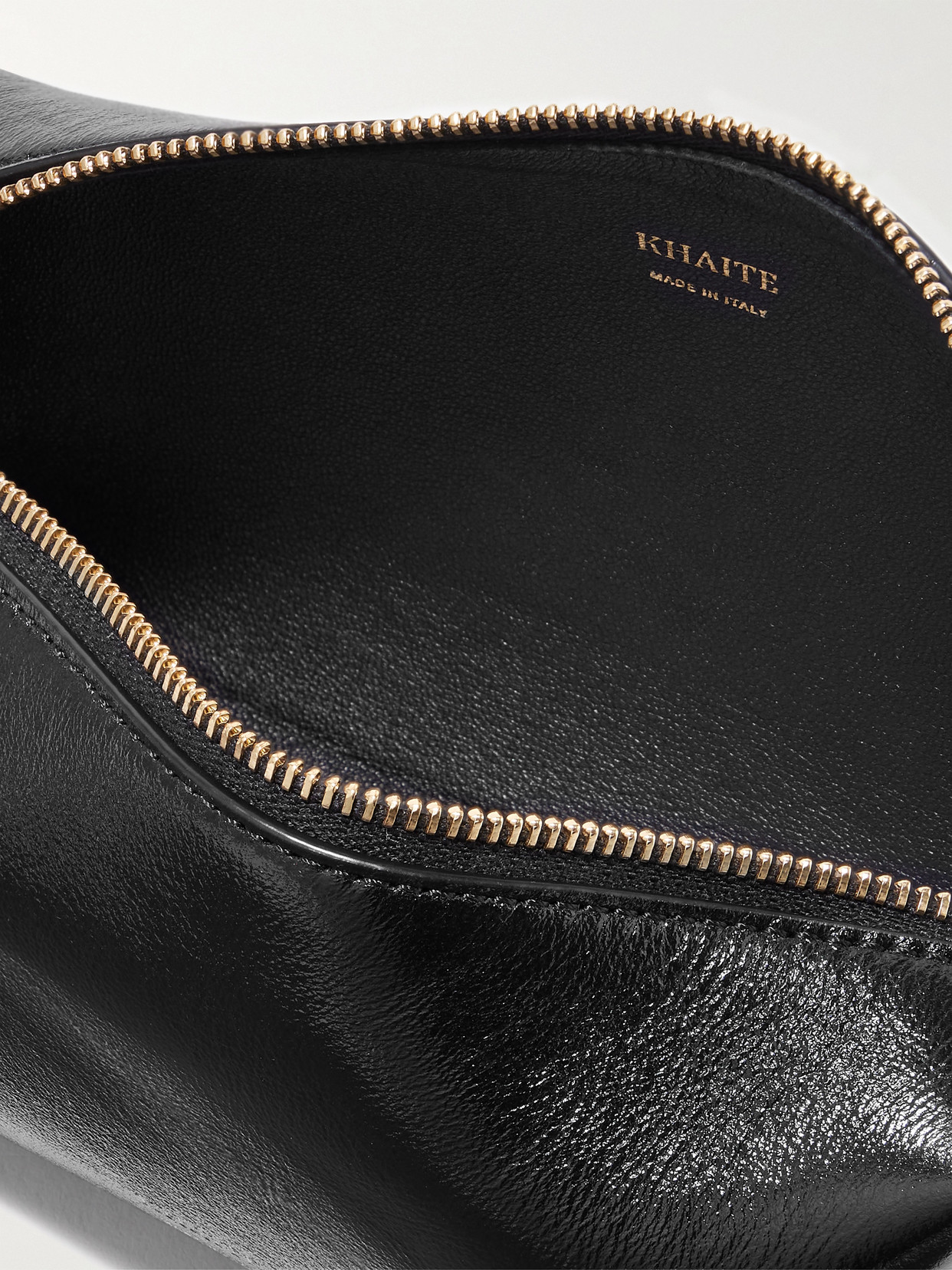 Khaite Kye Glossed-leather Shoulder Bag In Black