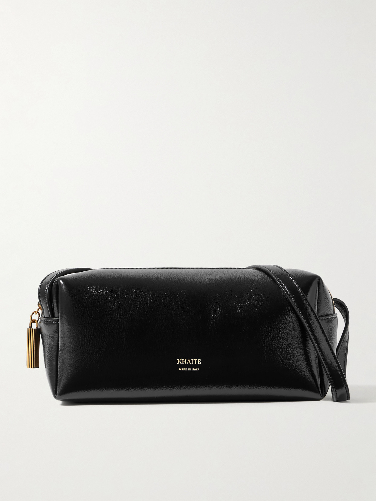 Khaite Kye Glossed-leather Shoulder Bag In Black