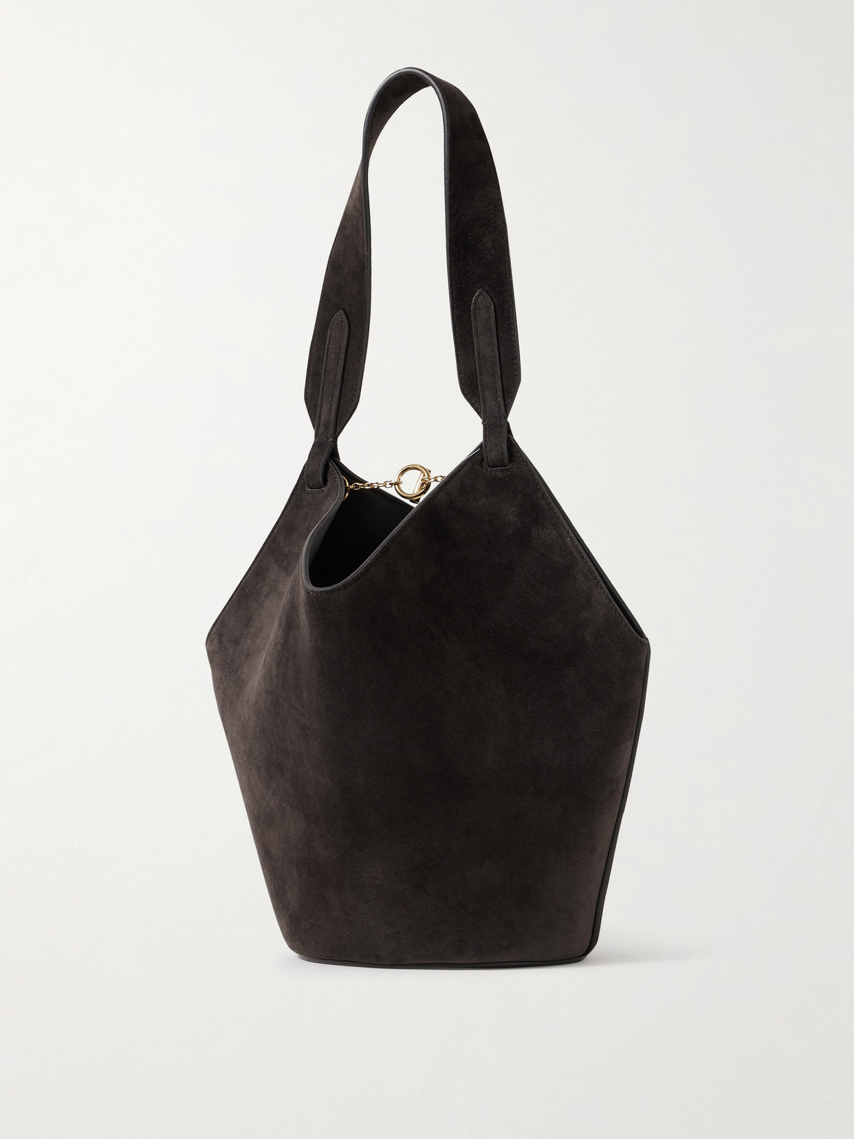 Khaite Lotus Mini Suede Tote In Brown