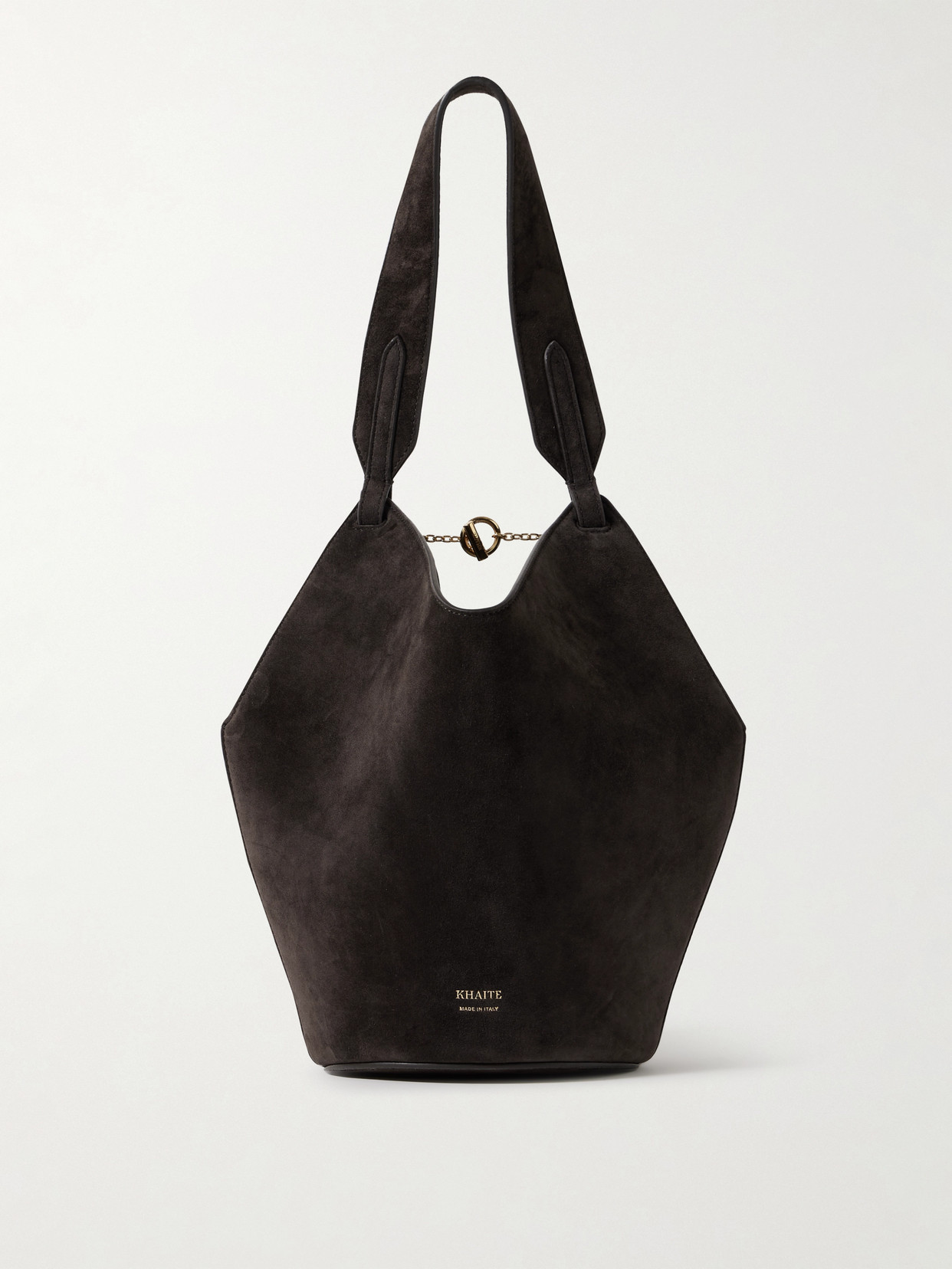 Khaite Lotus Mini Suede Tote In Brown