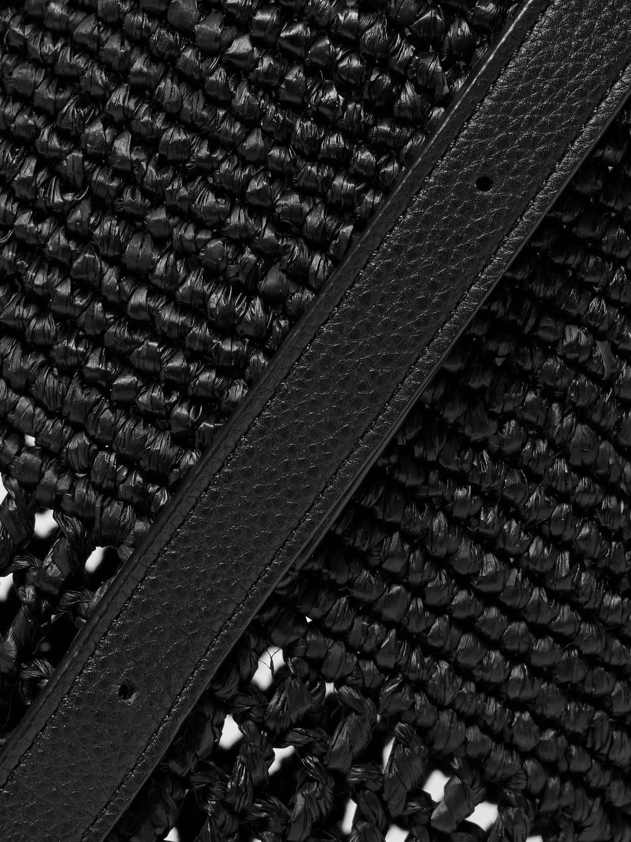 Khaite Billie Leather-trimmed Raffia Bucket Bag In Black