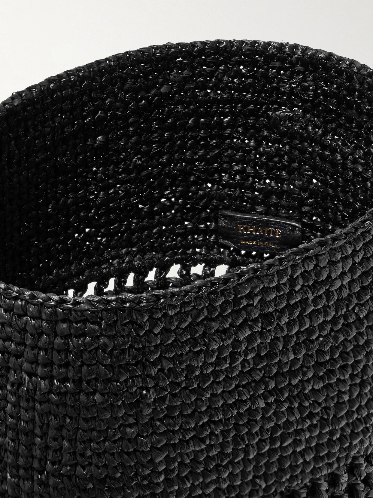 Khaite Billie Leather-trimmed Raffia Bucket Bag In Black