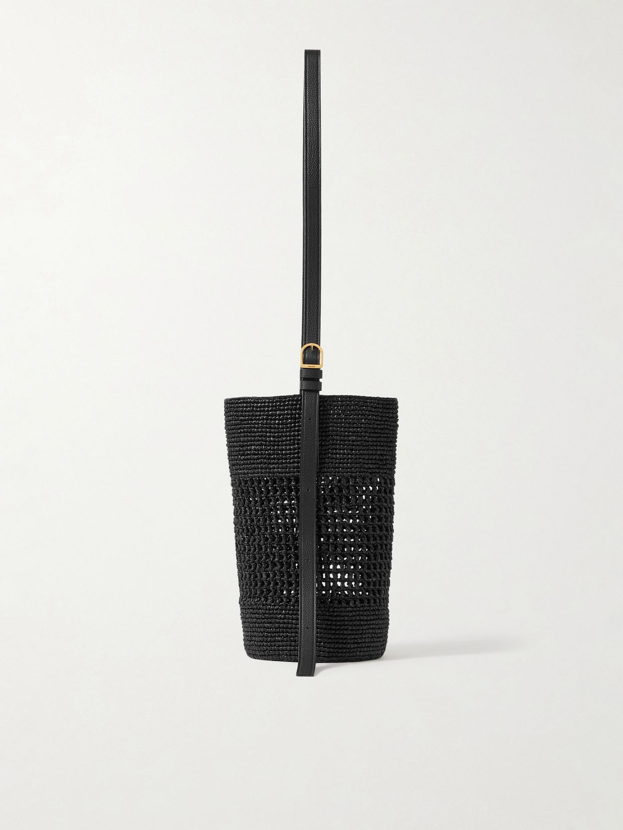 Billie leather-trimmed raffia bucket bag