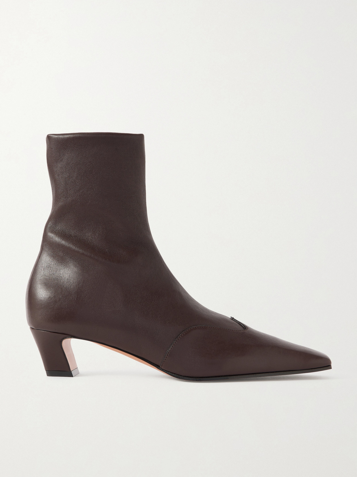 Khaite Nevada Leather Ankle Boots In Brown