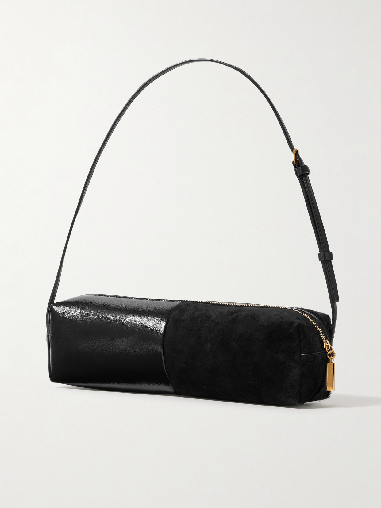 Khaite Kye Calf Hair And Leather Shoulder Bag In Black