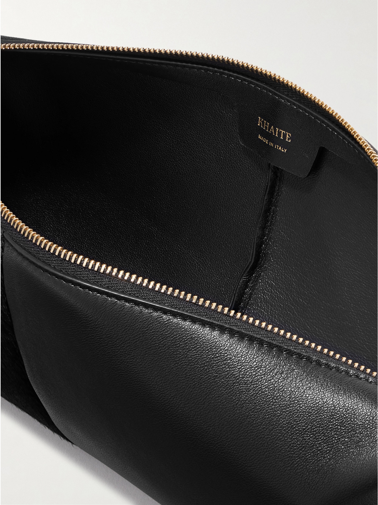 Khaite Kye Calf Hair And Leather Shoulder Bag In Black