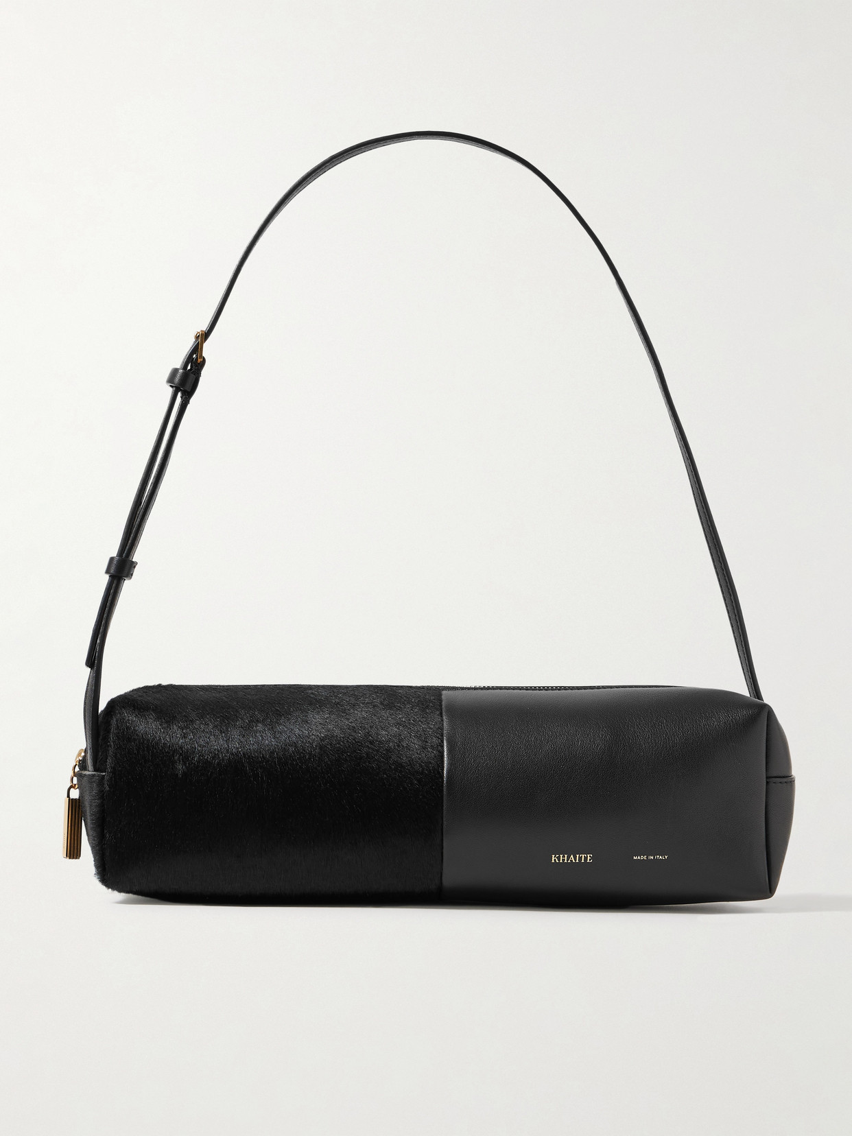 Khaite Kye Calf Hair And Leather Shoulder Bag In Black
