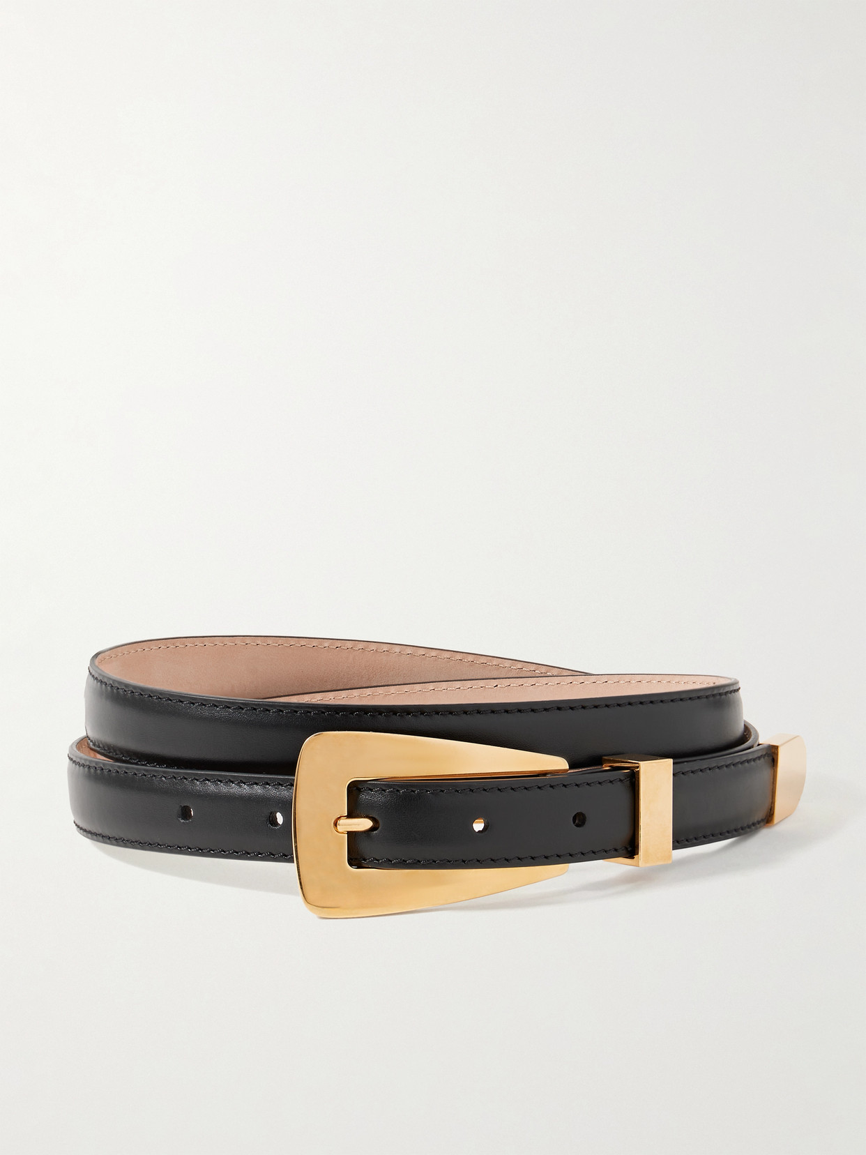 Khaite Lucca Leather Belt In Black