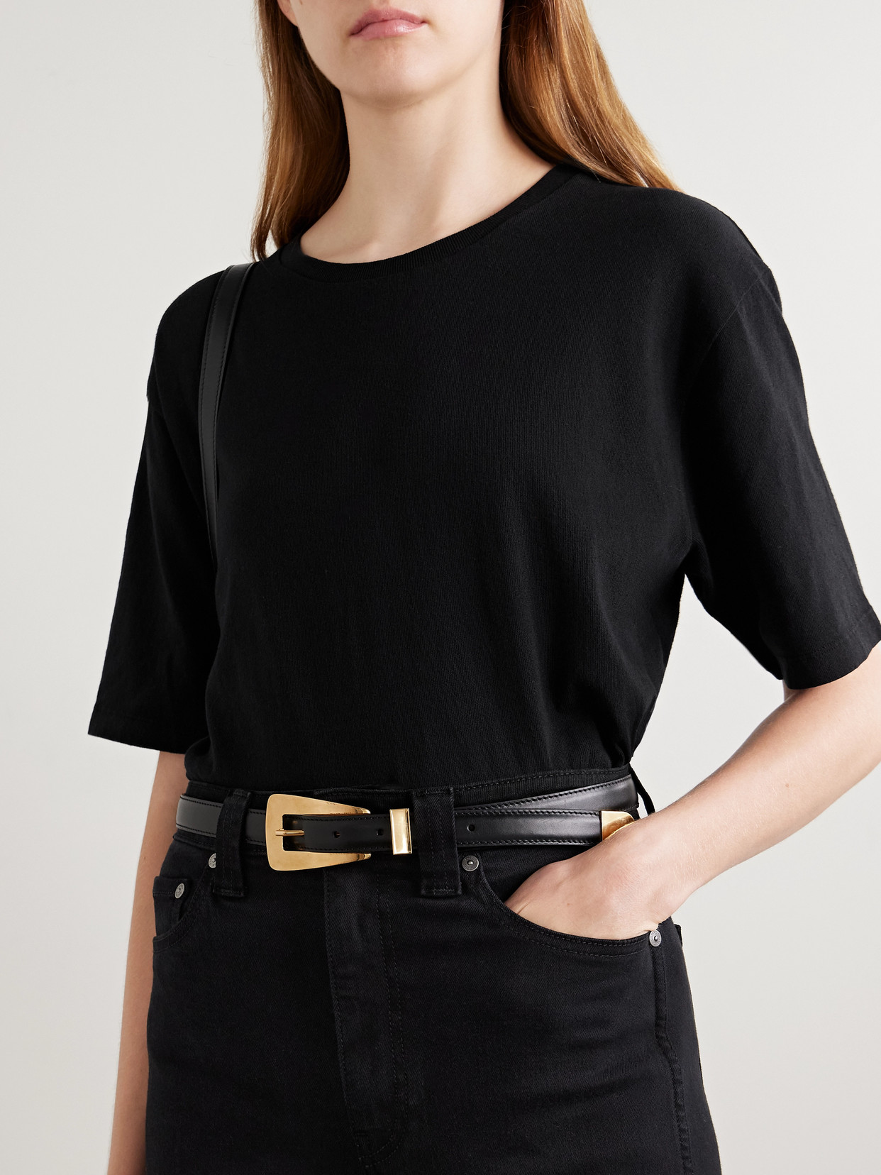 Khaite Lucca Leather Belt In Black
