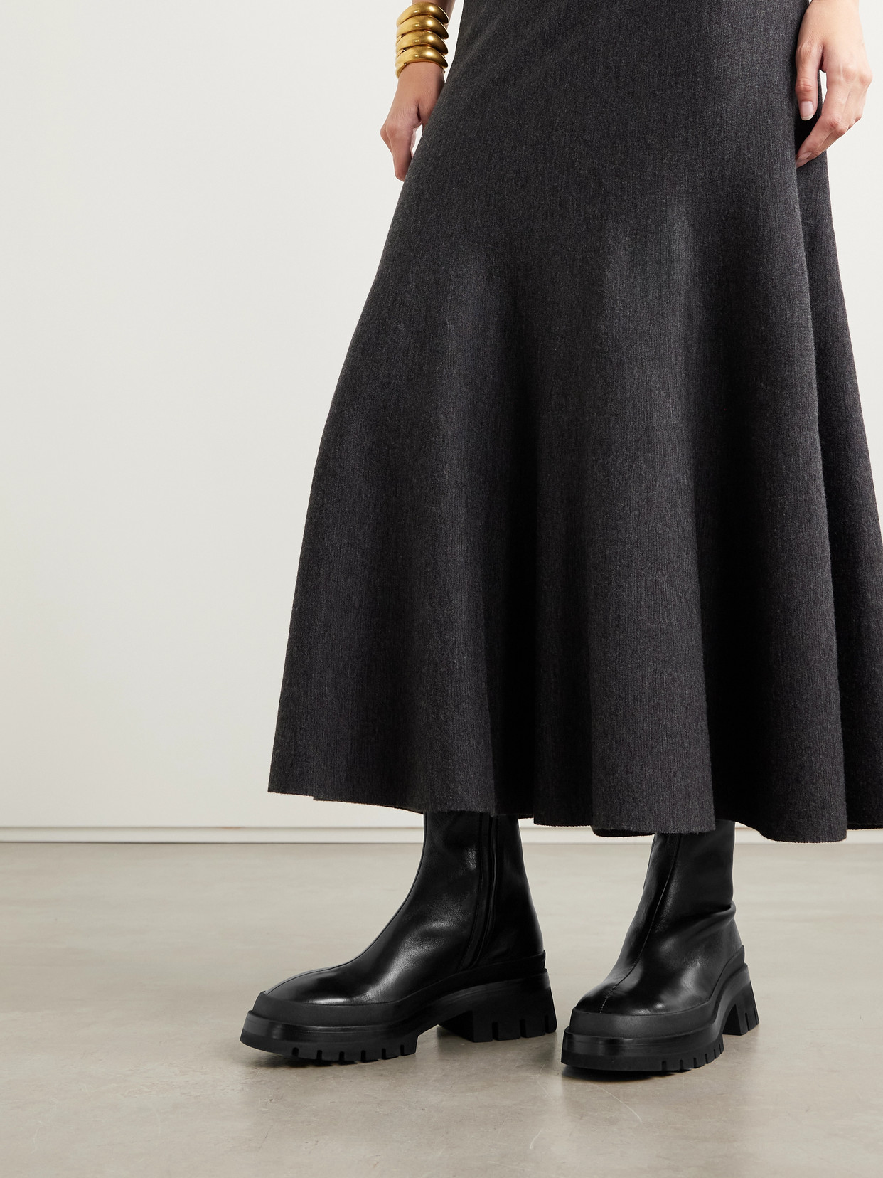 Khaite Fallon Leather Ankle Boots In Black