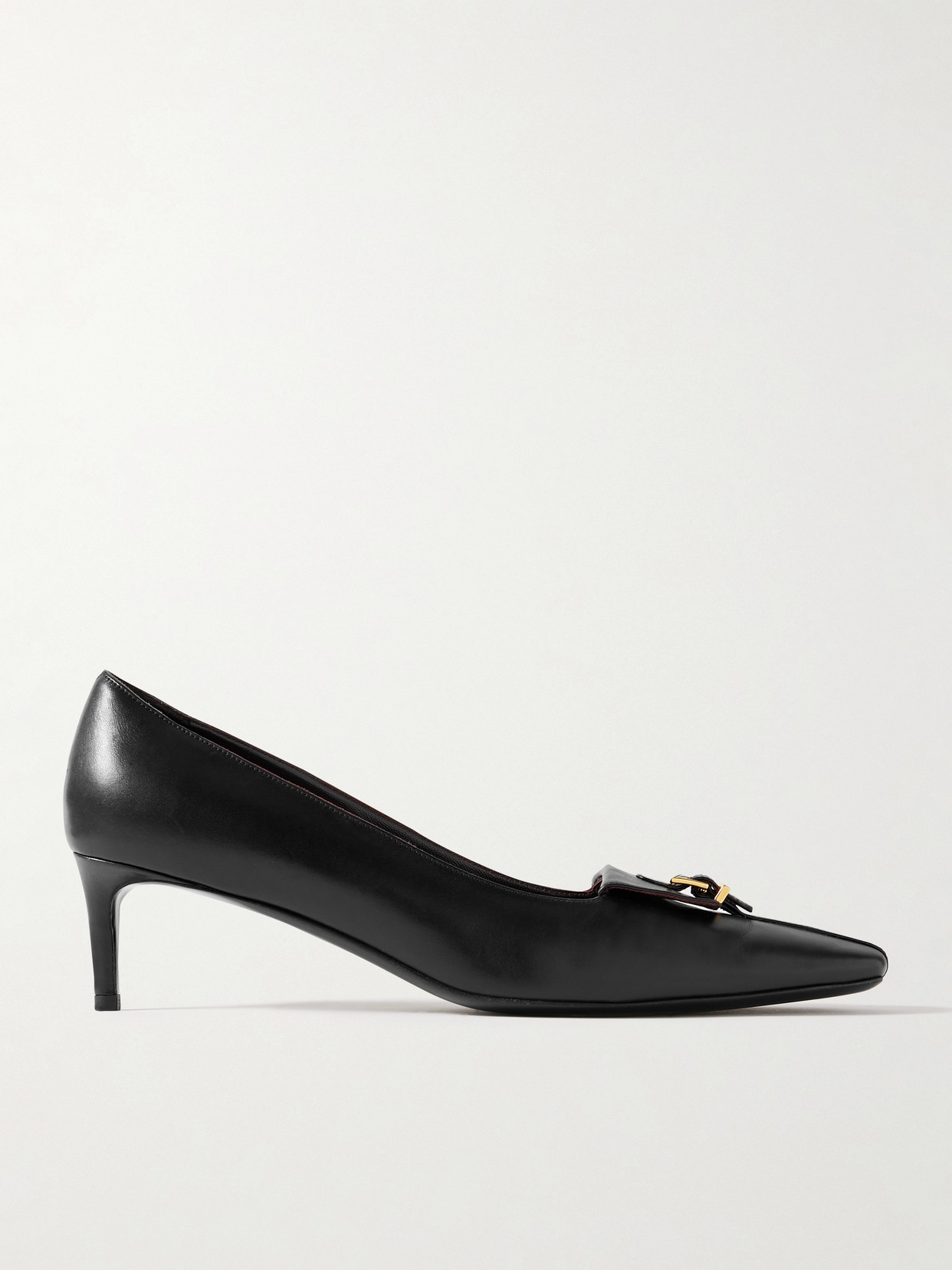 Khaite Celia Pocket Buckled Leather Pumps In Black
