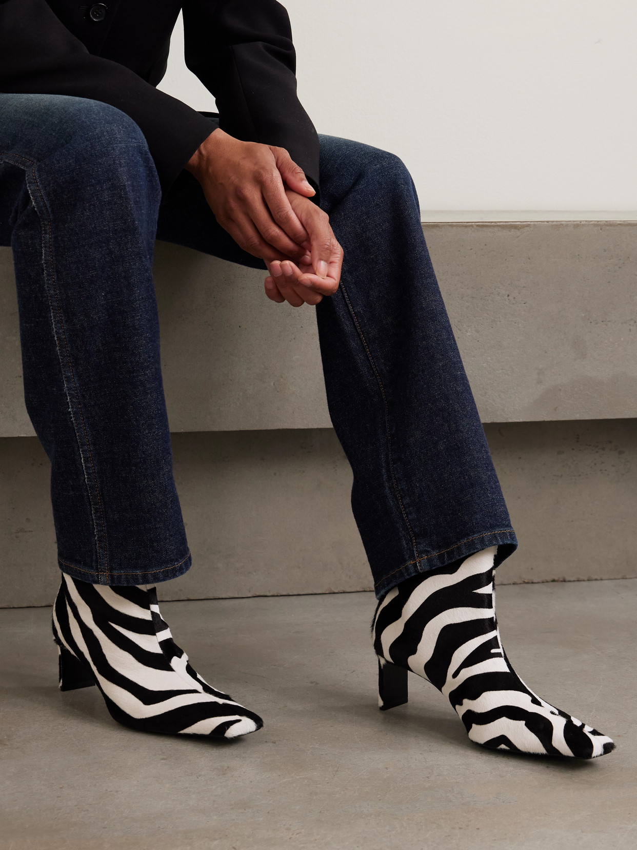 Ona Zebra-Print Ankle Boots