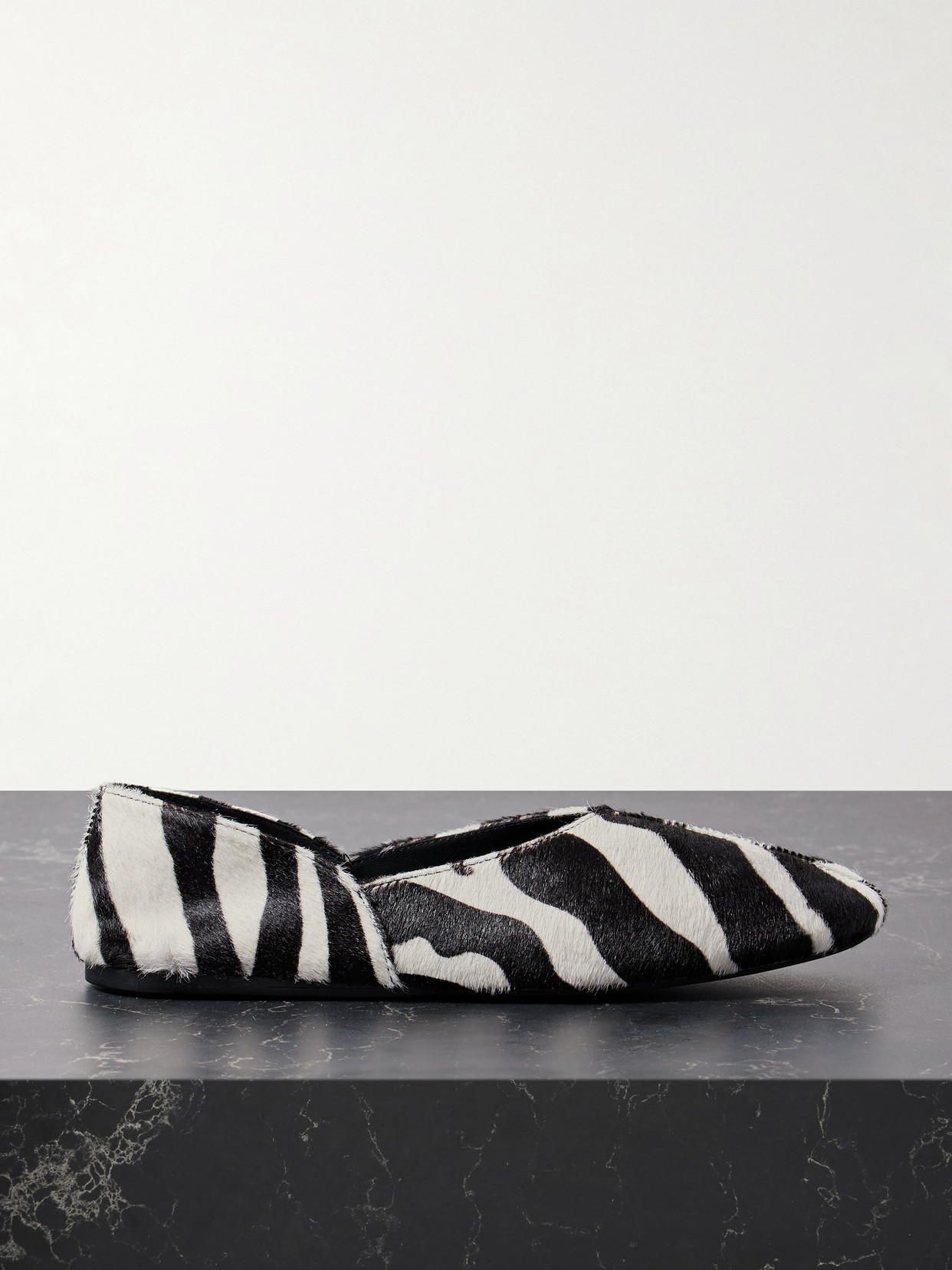 Khaite Jane Zebra-print Calf Hair Ballet Flats In Black