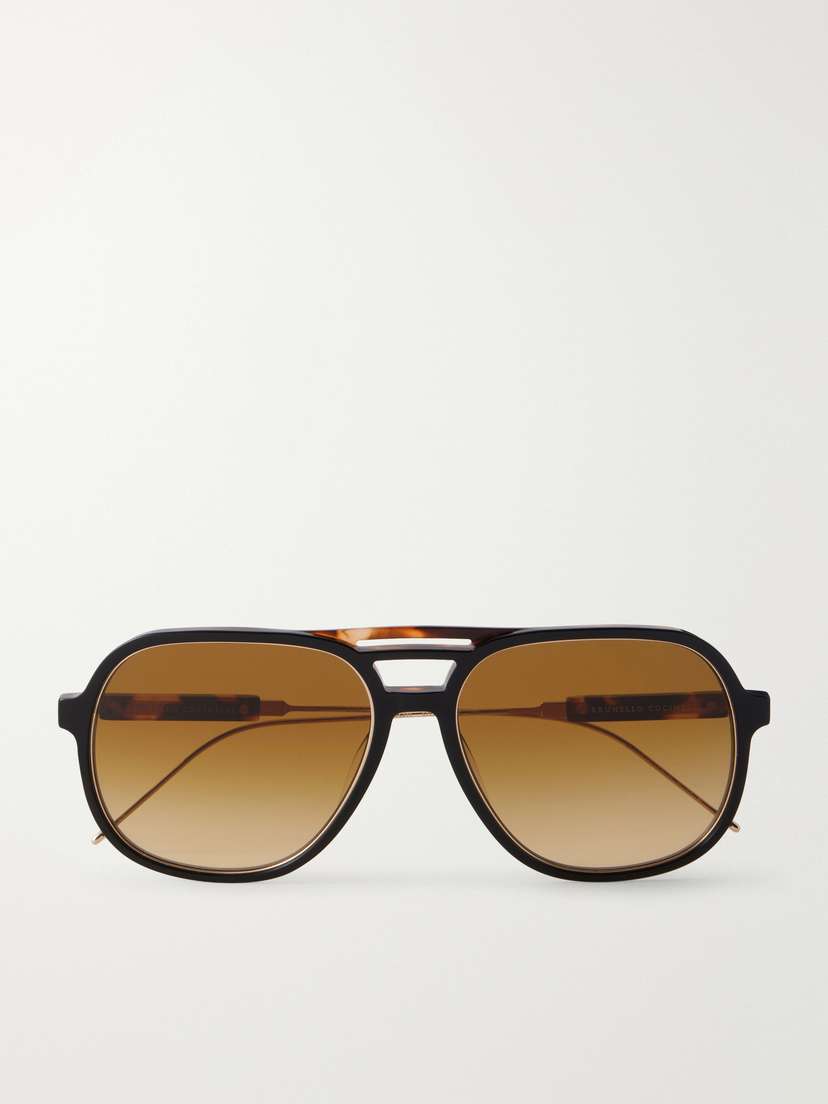 Brunello Cucinelli Aviator-style Acetate And Gold-tone Sunglasses