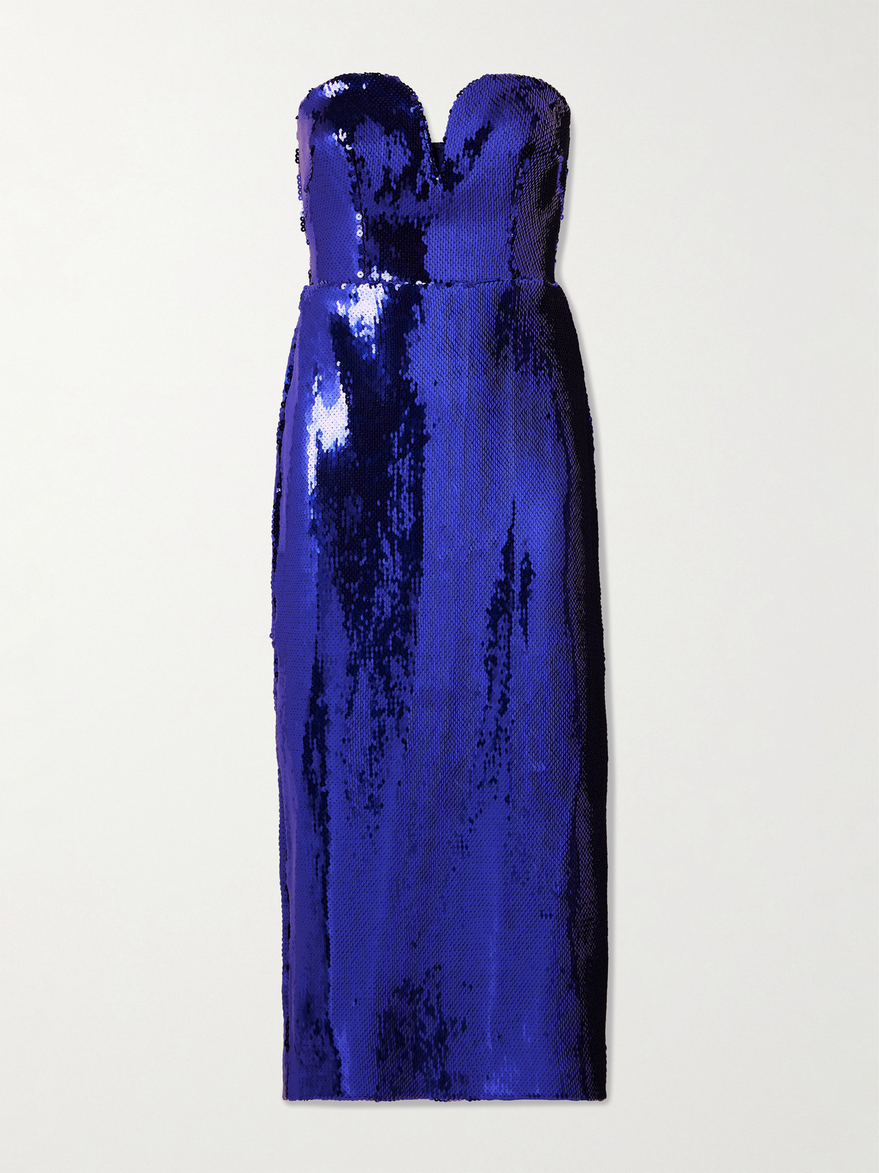 Alex Perry Strapless Sequined Stretch-jersey Midi Dress In Blue