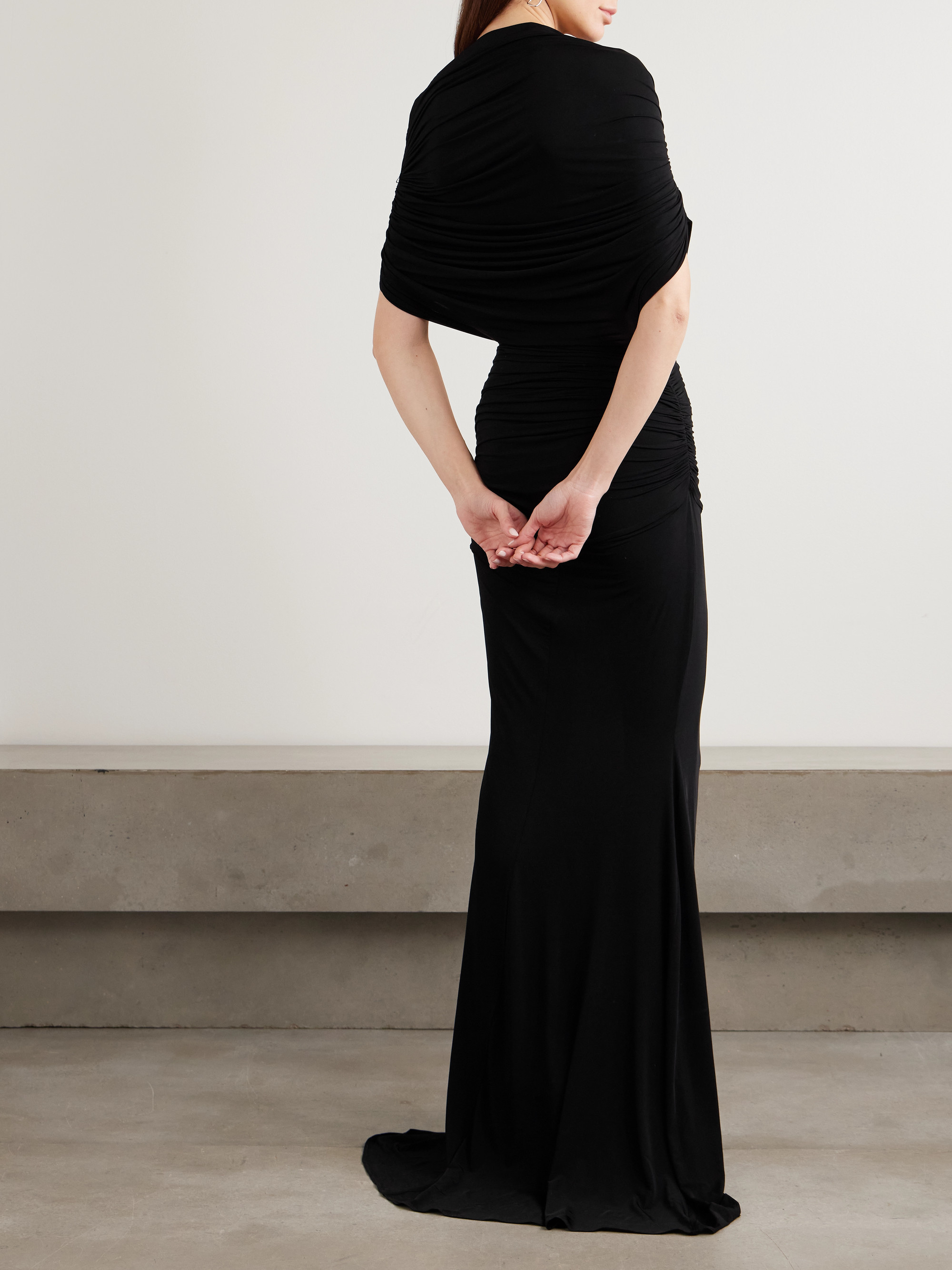 Alex Perry Draped cape-effect stretch-jersey gown thumbnail