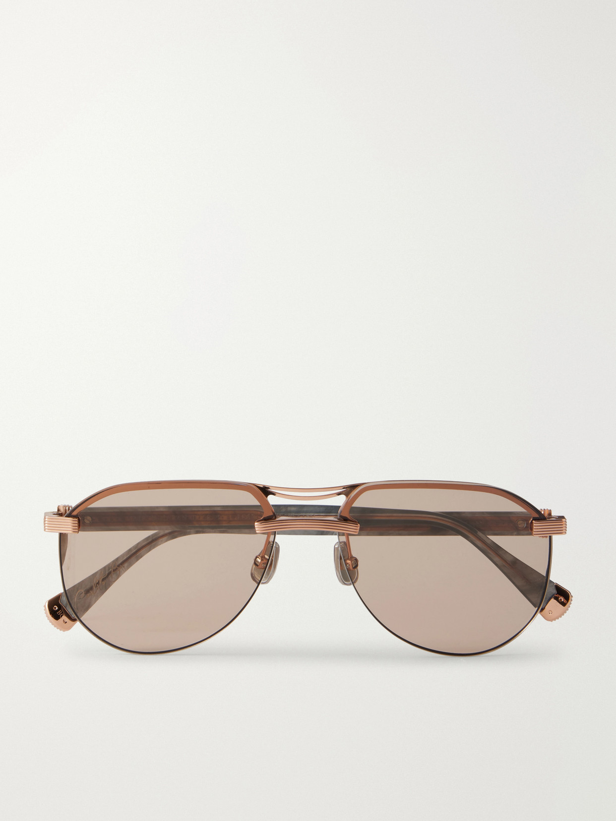 Brunello Cucinelli Carlito B. Aviator-style Silver-tone And Acetate Sunglasses In Gold