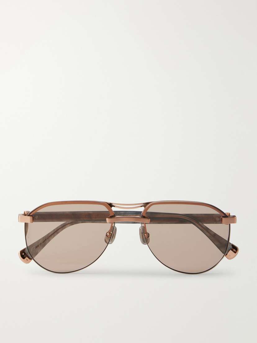 Brunello Cucinelli Carlito B. Aviator-style Silver-tone And Acetate Sunglasses