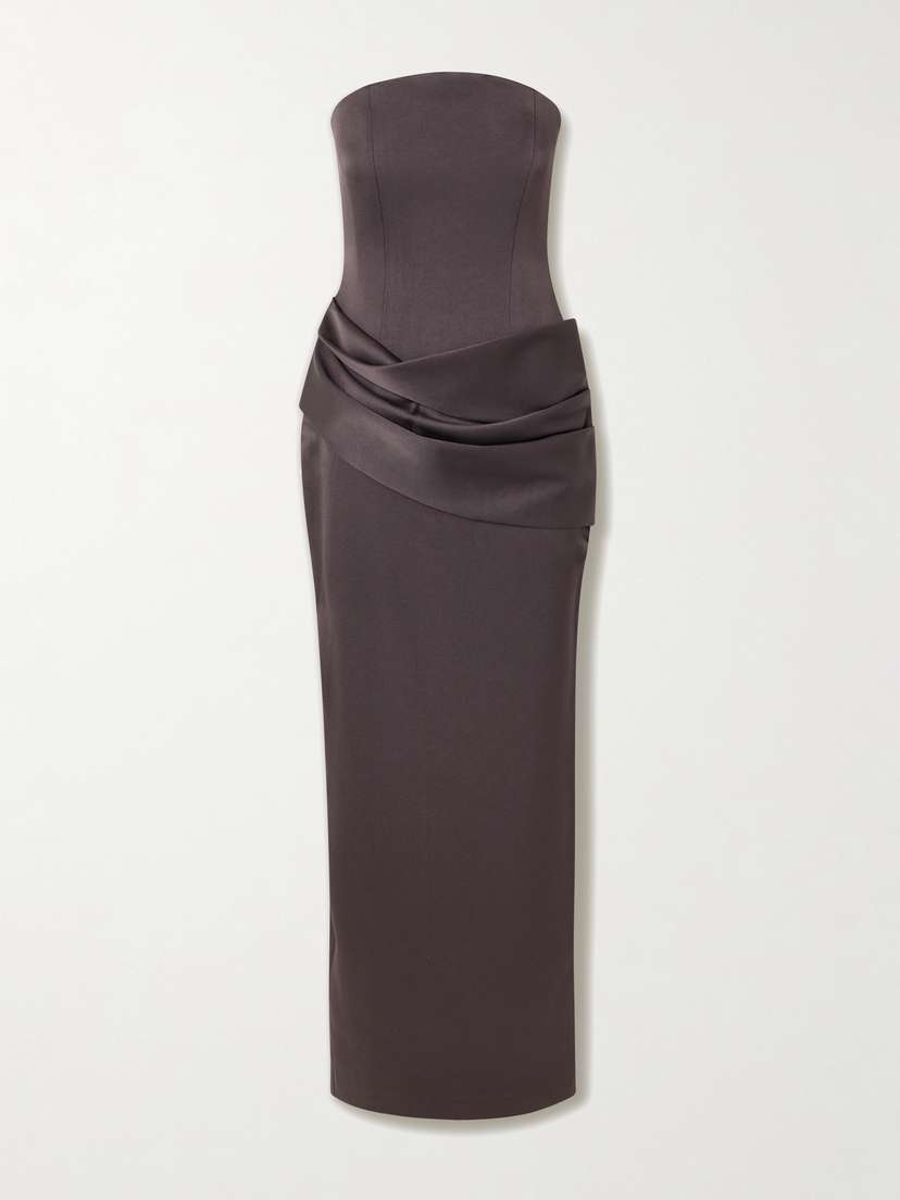 Alex Perry Strapless Draped Satin-crepe Gown