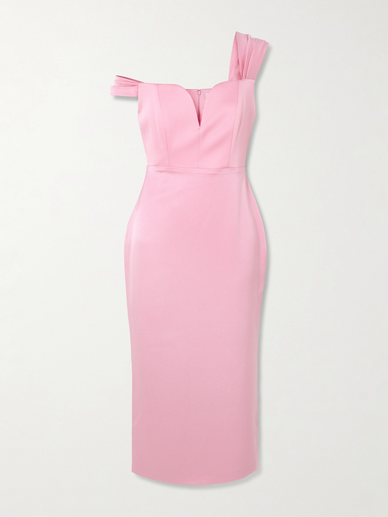 Alex Perry Off-the-shoulder Satin-crepe Midi Dress In Pink