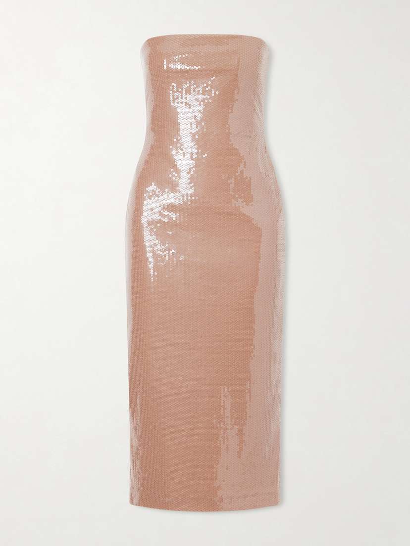 Alex Perry Strapless Sequined Stretch-mesh Gown