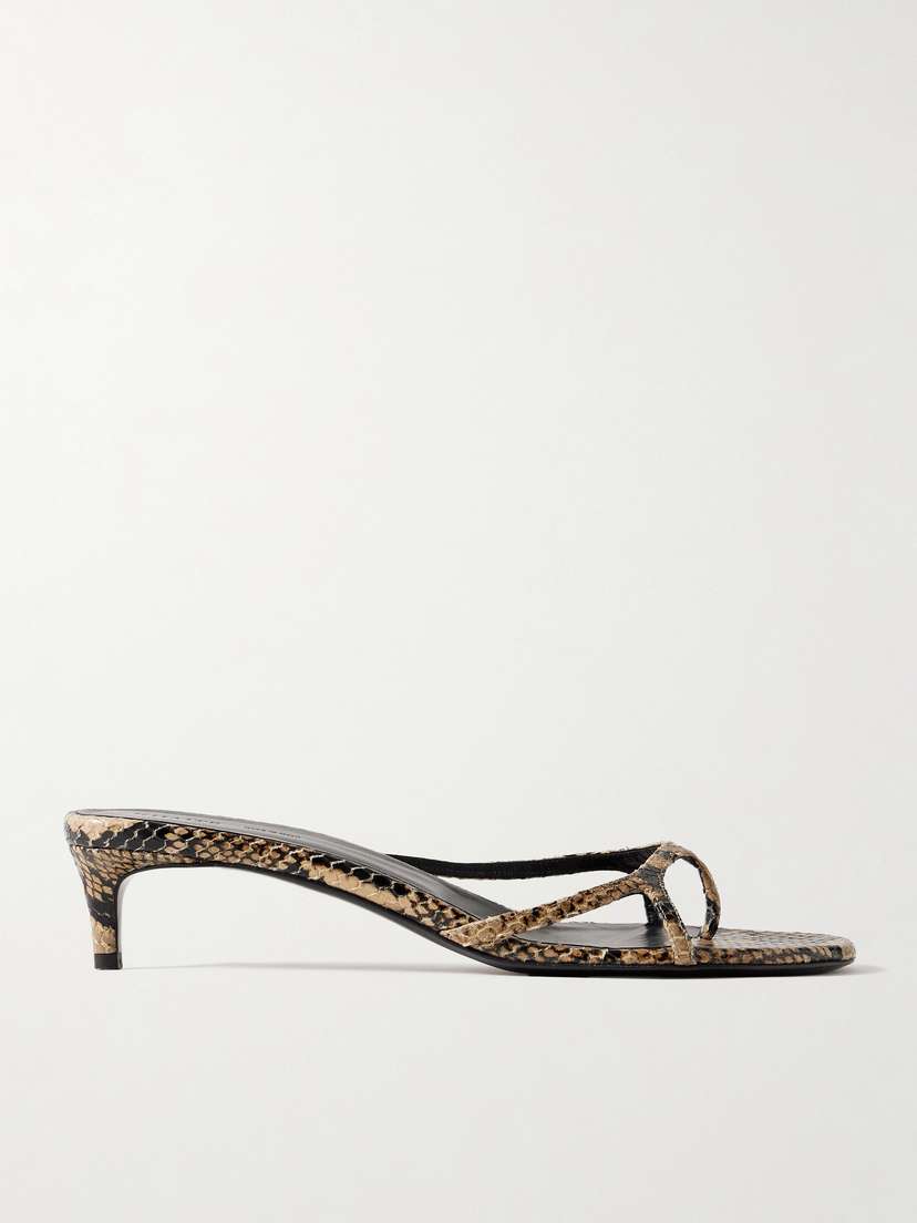 Khaite Mila Snake-effect Leather Mules