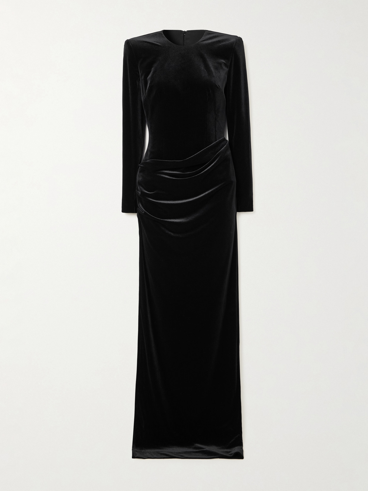 Alex Perry Draped Velvet Gown In Black