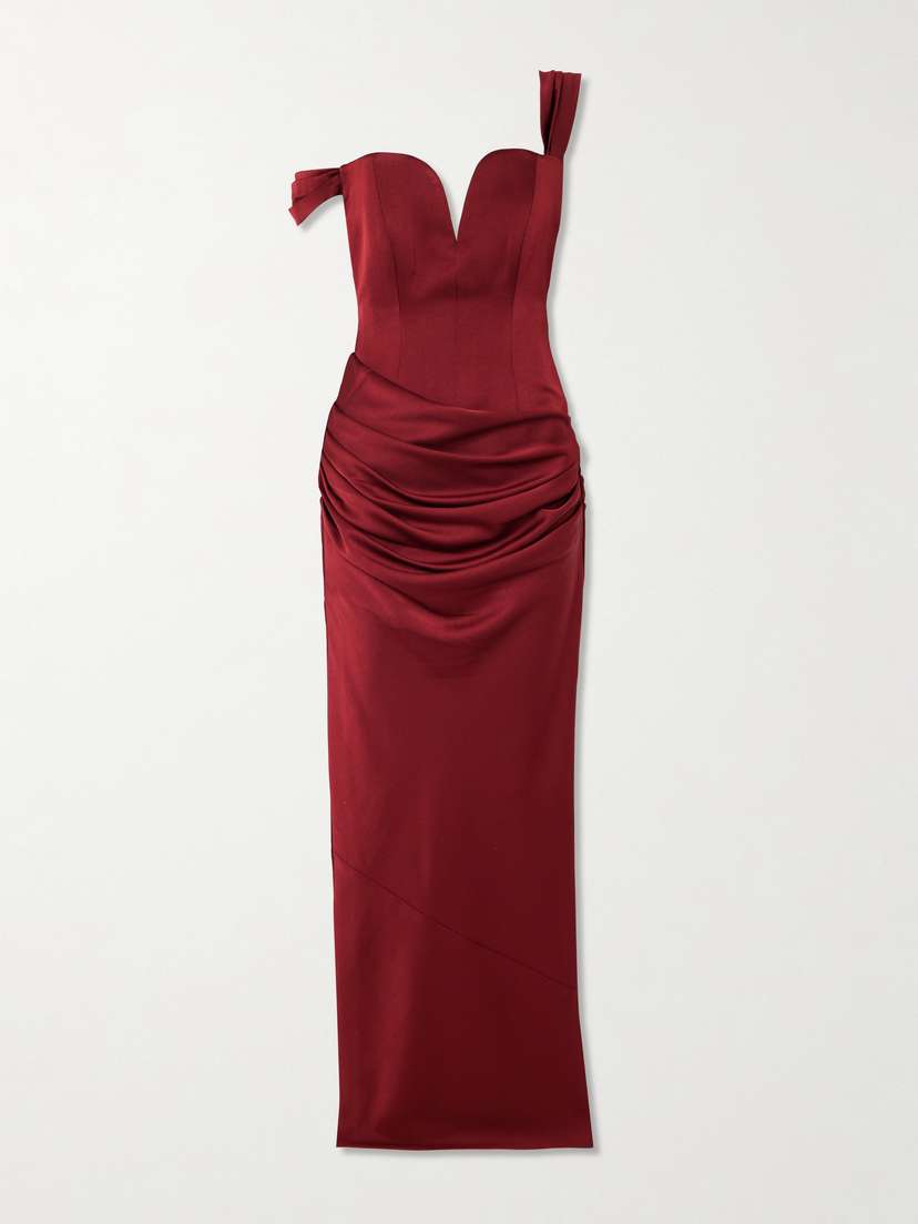 Alex Perry Off-the-shoulder Draped Cady And Satin Gown