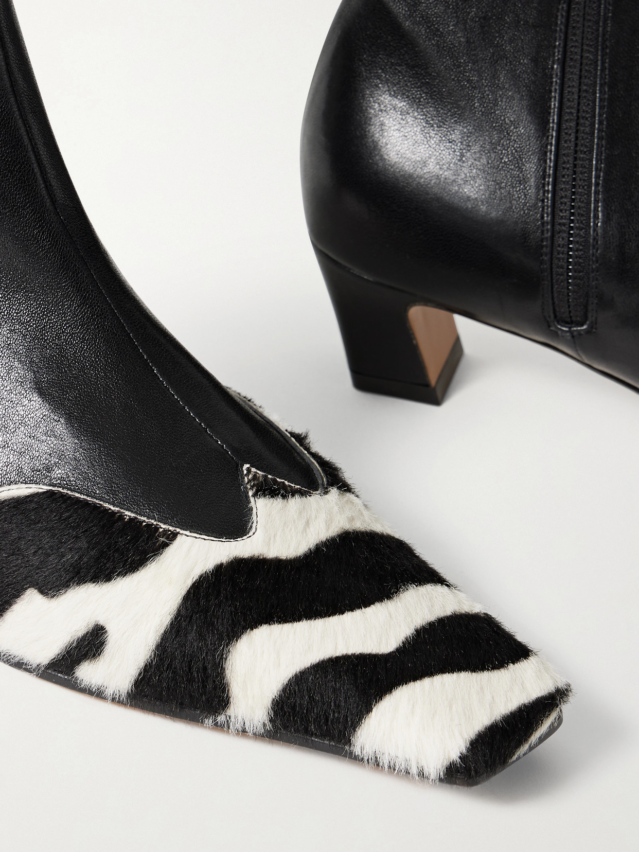 Nevada Leather And Zebra-Print Ankle Boots
