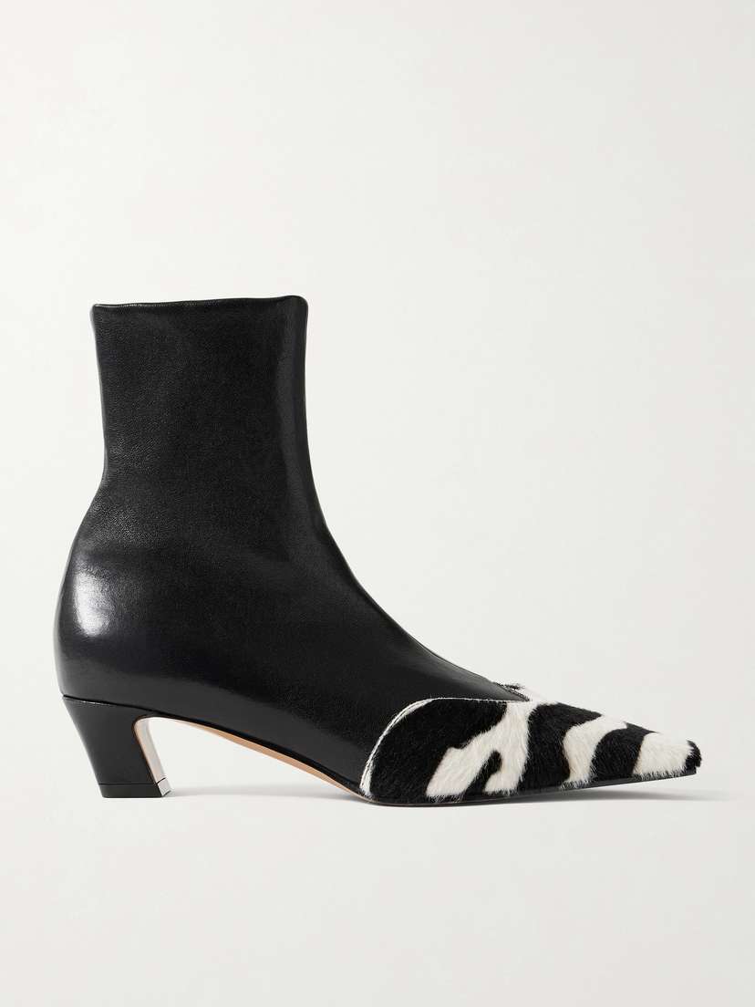 Khaite Nevada Leather And Zebra-print Calf Hair Ankle Boots