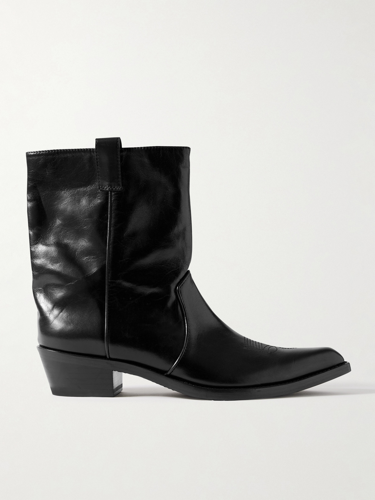 KHAITE - Clive Embroidered Leather Ankle Boots - Black