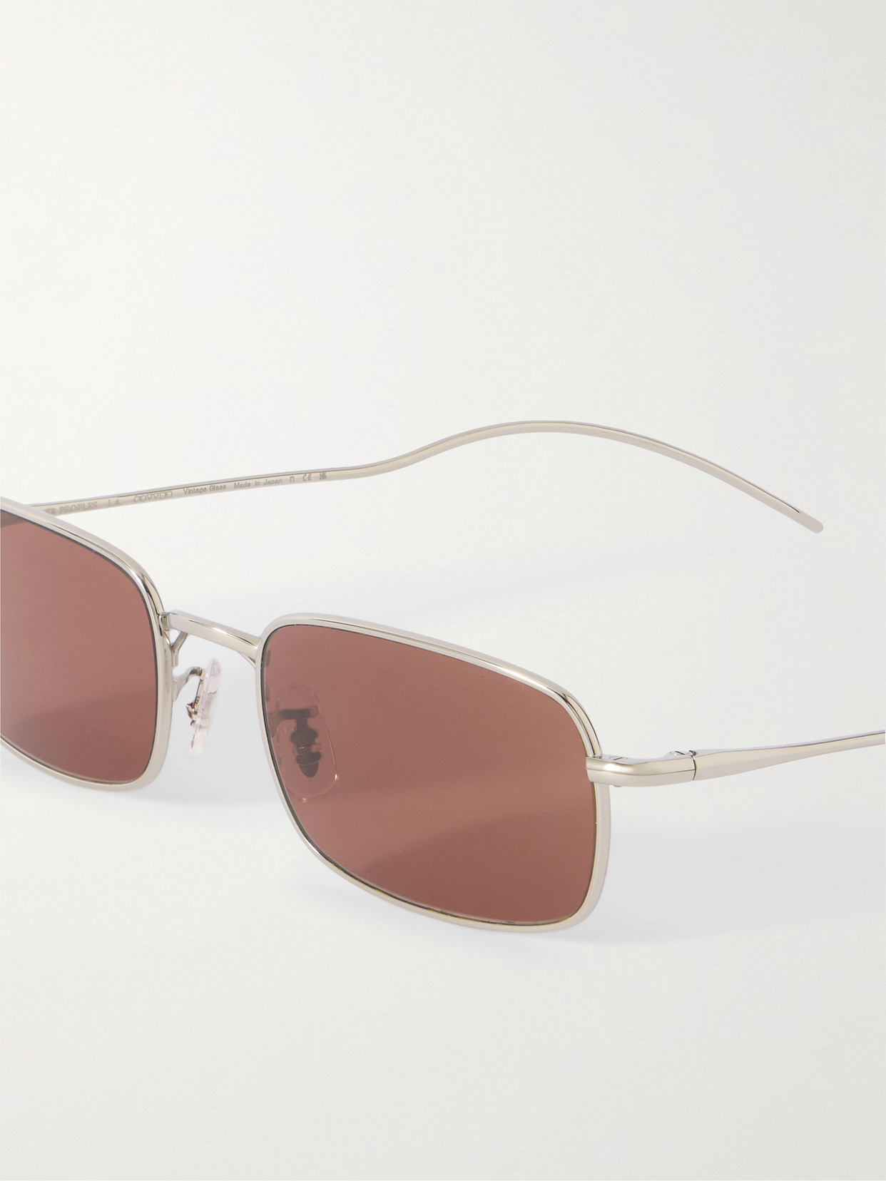 Oliver Peoples Rectangle-frame Silver-tone Sunglasses In Brown