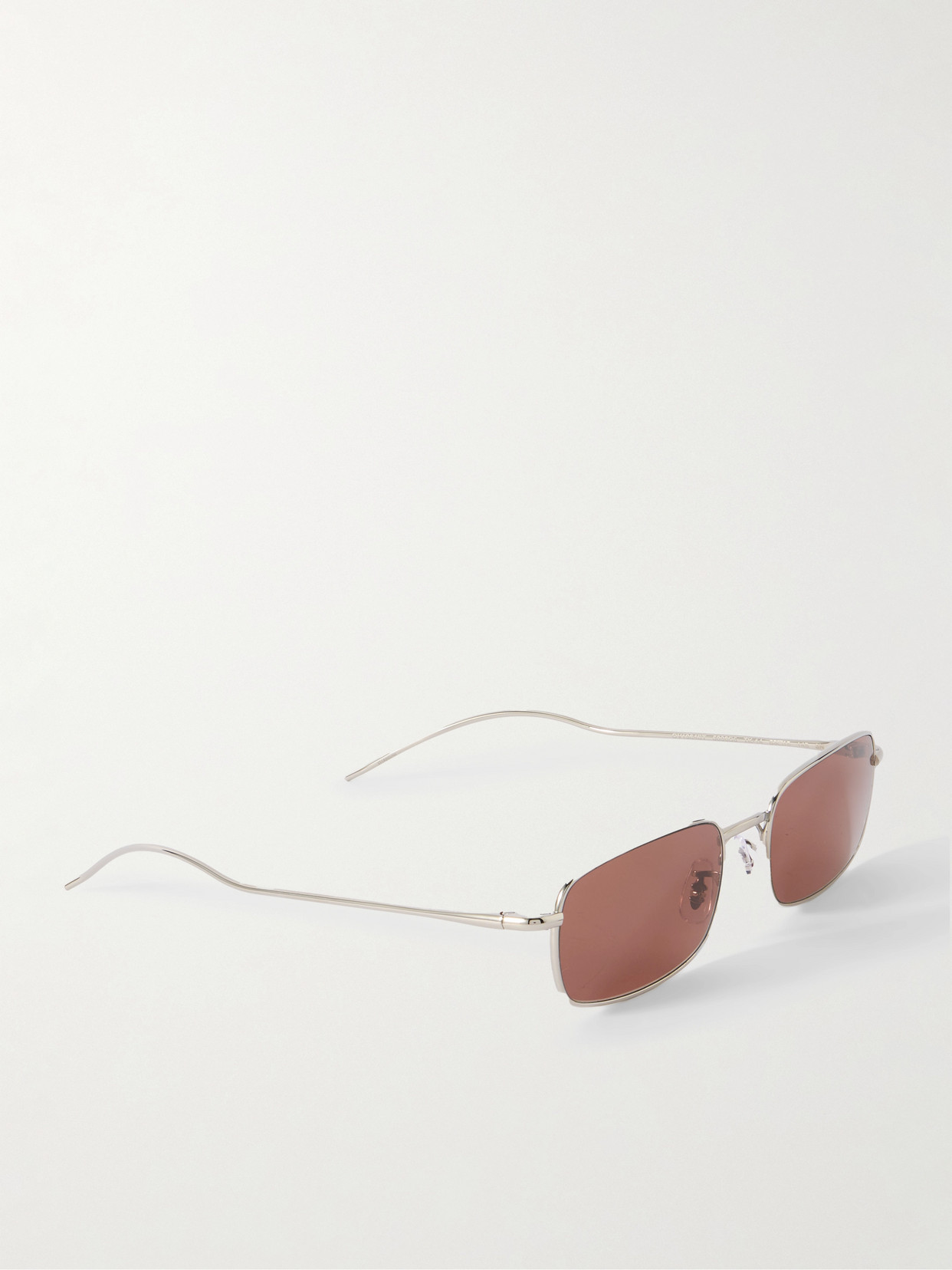 Oliver Peoples Rectangle-frame Silver-tone Sunglasses In Brown