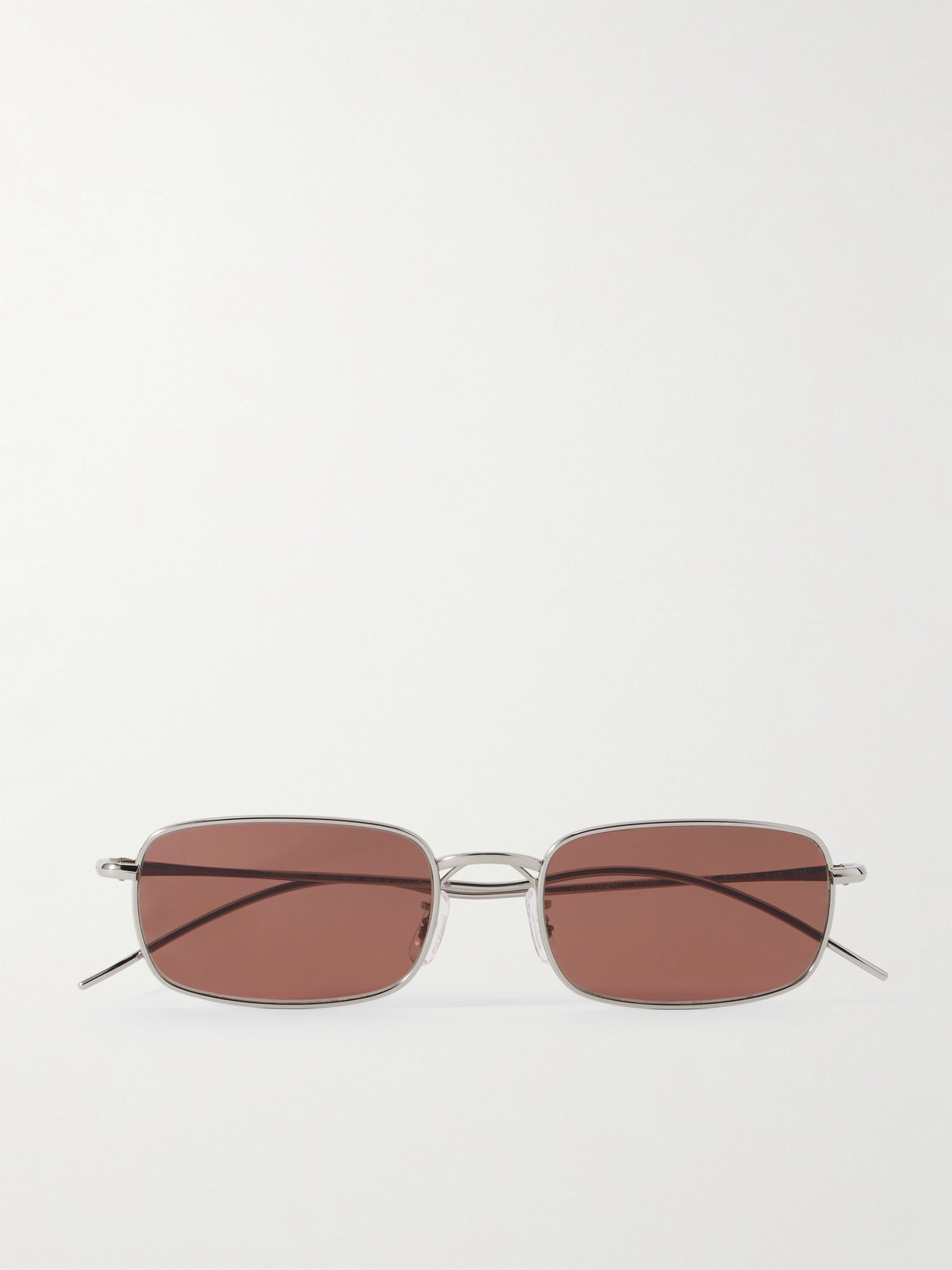 Oliver Peoples Rectangle-frame Silver-tone Sunglasses In Brown
