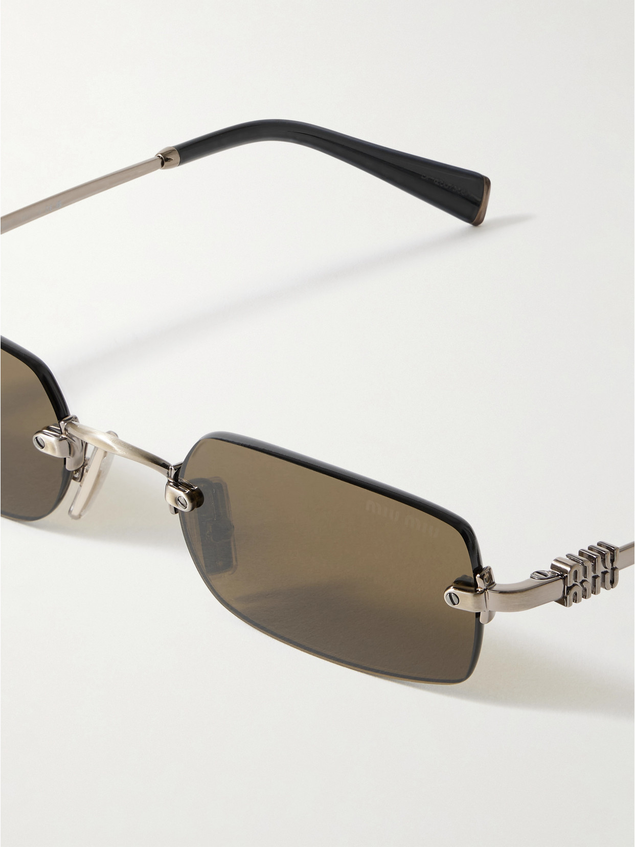 Miu Miu Square-frame Silver-tone Sunglasses In Silver