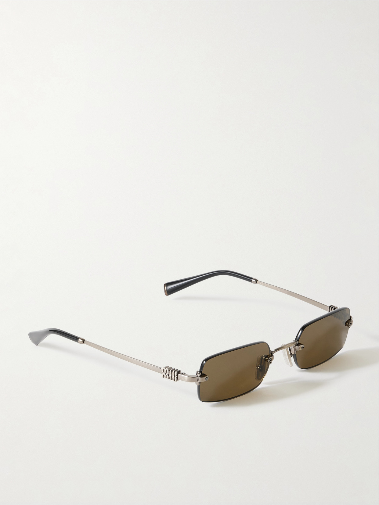 Miu Miu Square-frame Silver-tone Sunglasses In Silver