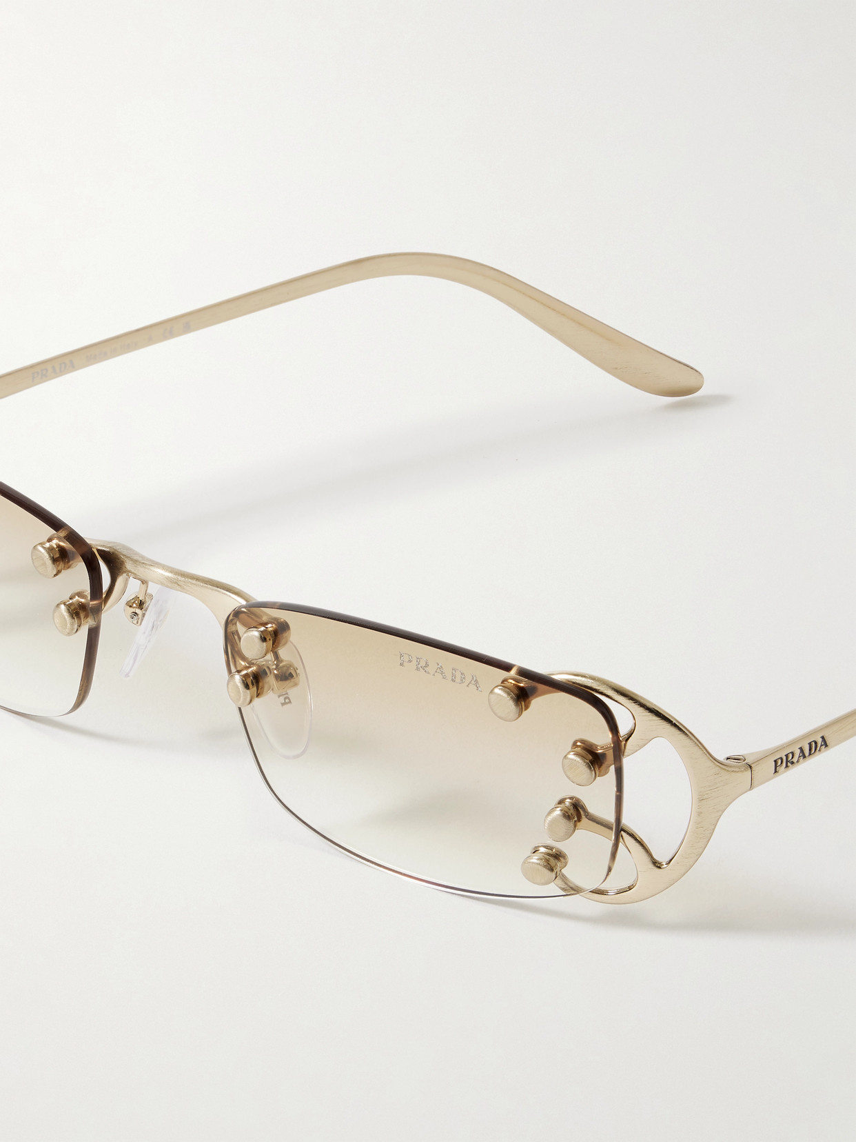 Prada Rimless Gold-tone Sunglasses In Gold
