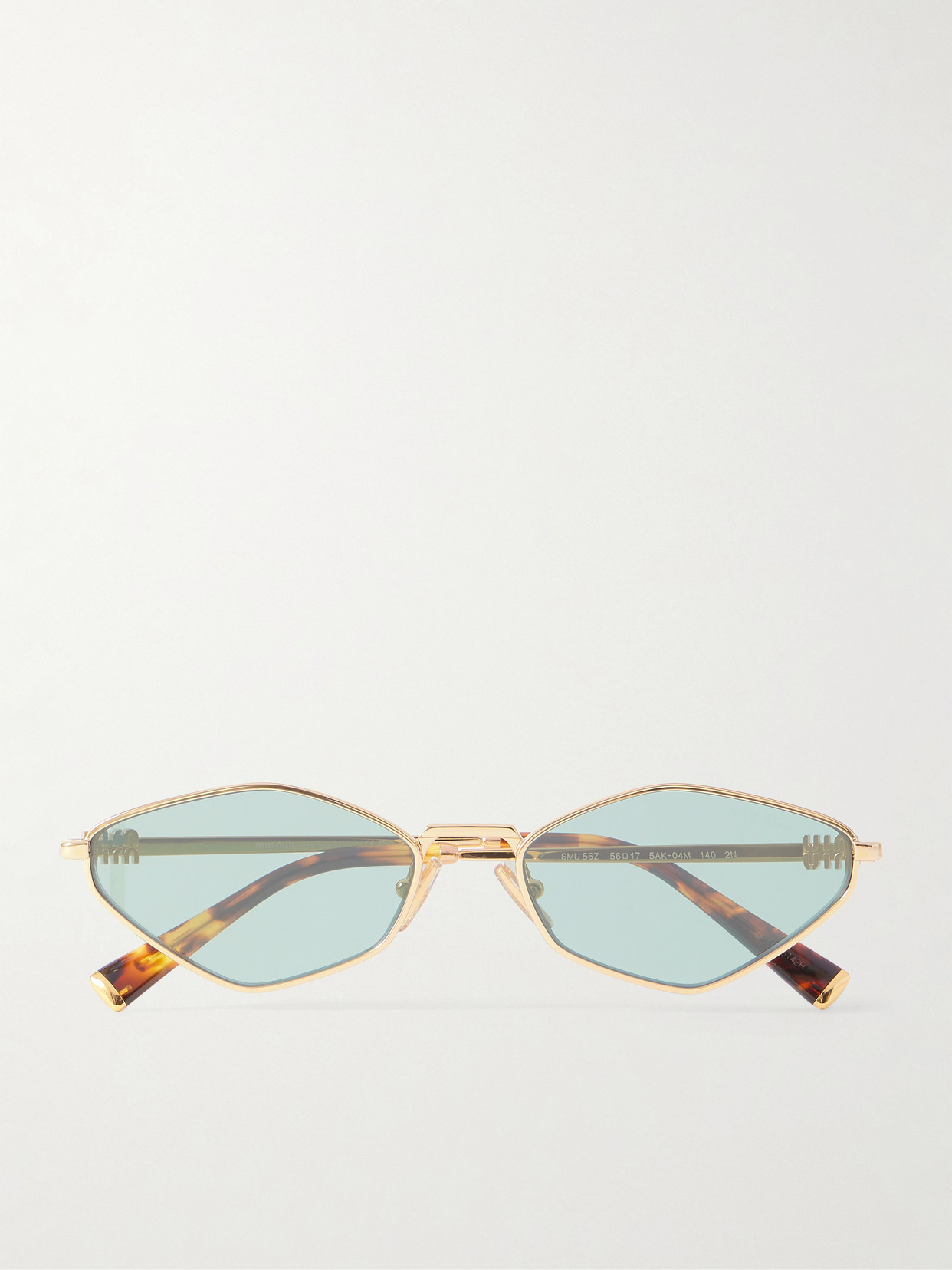 Miu Miu Oval-frame Gold-tone Sunglasses In Blue