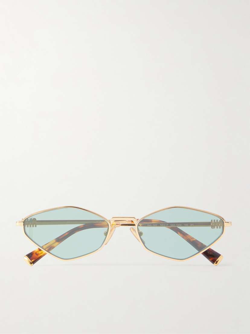 Miu Miu Eyewear Oval-frame Gold-tone Sunglasses