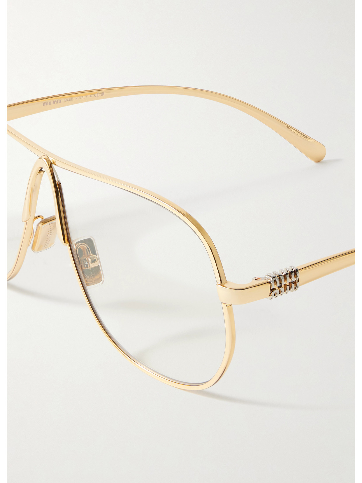 Miu Miu Aviator-style Gold-tone Optical Glasses In Gold