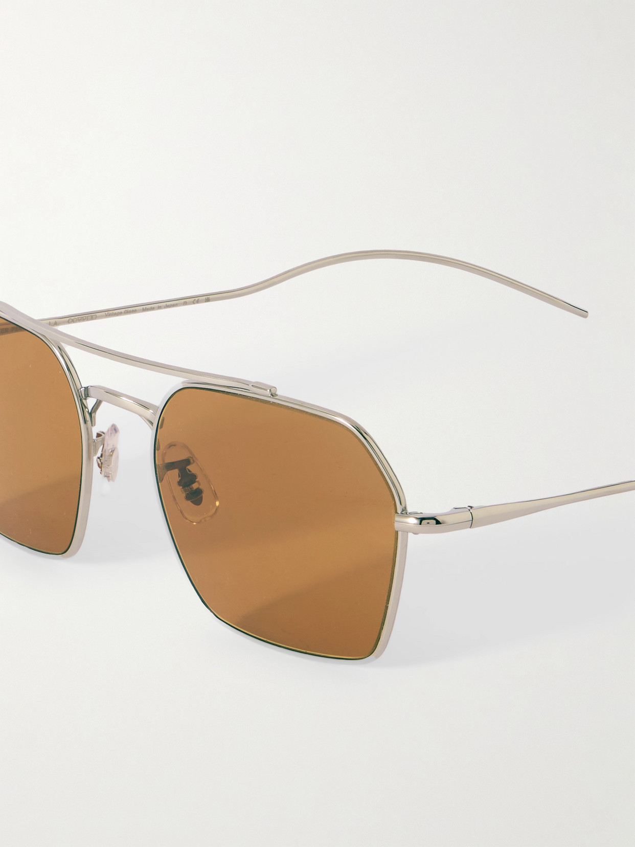 Oliver Peoples Aviator-style Silver-tone Sunglasses In Brown